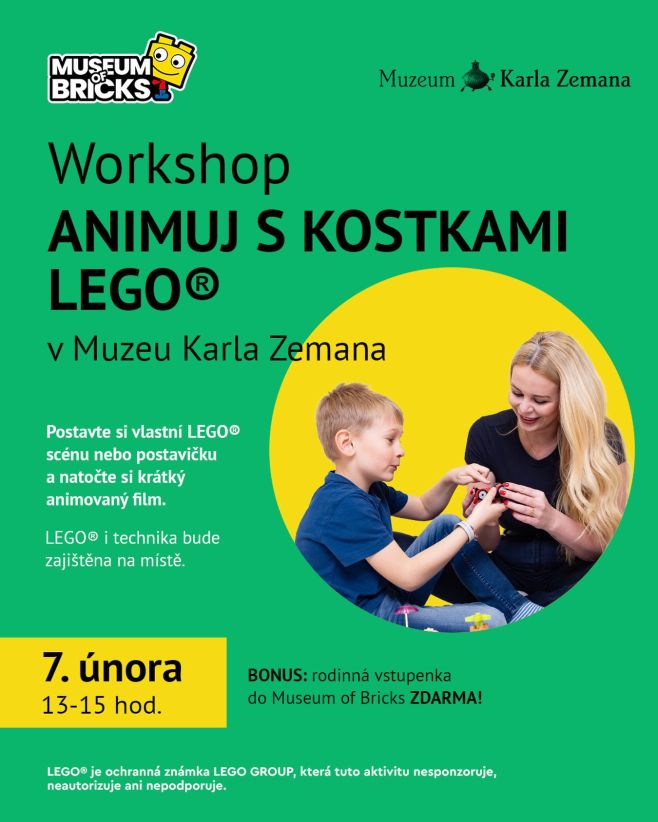 Animuj s kostkami LEGO® v Muzeu Karla Zemana! 🎬 Máte doma malého stavitele nebo budoucího režiséra? Přijďte si vyzkoušet,...